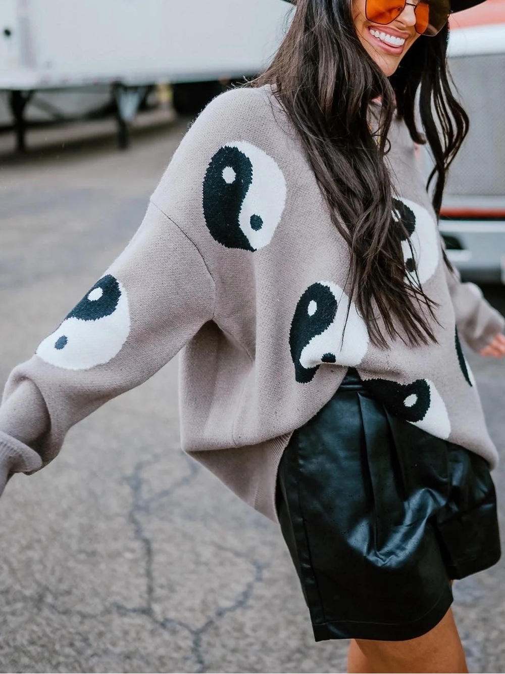 Dressed in lala karma queen Oversized Yin Yang Knit Sweater